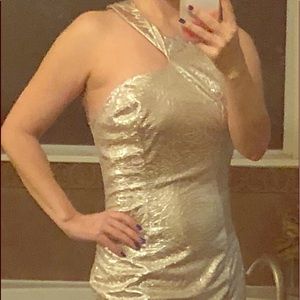Guess gold metallic cocktail dress